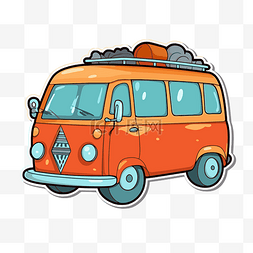 橙色车贴图片_小型货车贴纸是一辆橙色卡车，车