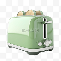 面包机插图图片_绿月桂色面包烤面包机的 3d 插图