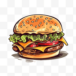 芝士汉堡剪贴画 汉堡卡通的插图 