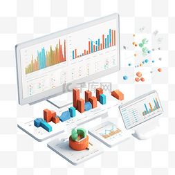 数据与分析图片_3d 最小营销策略概念业务分析营销