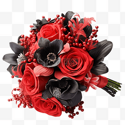 红色和黑色的花束
