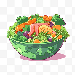 沙拉碗剪贴画 一碗生菜，里面有