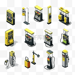 汽车加油图片_等距加油站加油泵3D通用场景收藏