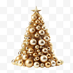 冬天的圣诞树图片_用金球装饰的圣诞树