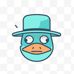 戴蓝帽子图片_戴着帽子的蓝鸭子的脸 向量