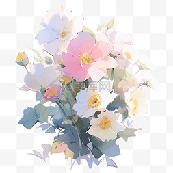 粉色森林背景图片_水彩花花束