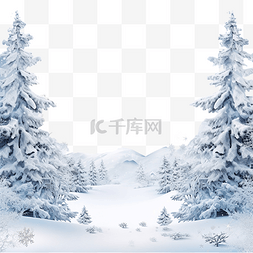 概念山脉图片_与雪树和雪花的冬季景观