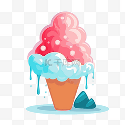 蛋卷蛋糕图片_雪锥剪贴画 一个粉红色和蓝色卡