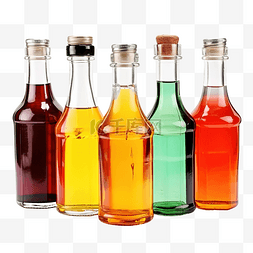 瓶装橙汁素材图片_套件各种玻璃瓶装液体鸡尾酒糖浆