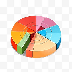 圆形业务数据图表图片_3D 饼图百分比信息图表等距拼图圆