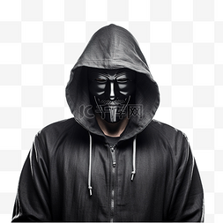 恶意软件图片_匿名黑客主题中穿着夹克连帽衫的