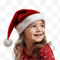 女像图片_庆祝圣诞节的小女孩看着一旁微笑
