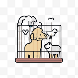 笼子图标图片_笼子里的狗的图形 向量