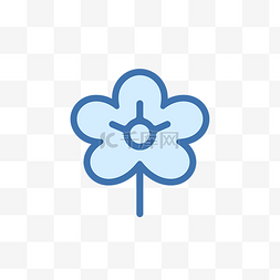 简单花朵图片_带蓝线的花图标 向量