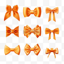 包裹丝带图片_橙色蝴蝶结或丝带装饰蝴蝶结 3d 