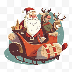 老派圣诞老人骑驯鹿和骑着泰迪熊