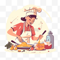 卡通正在做饭图片_烹飪課 向量