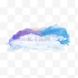 蓝色水彩云图片_水彩云朵横图彩色