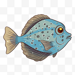 剁椒河豚鱼图片_比目鱼剪贴画蓝色的卡通河豚鱼 