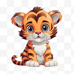 有条纹的动物图片_可爱的老虎卡通插图为孩子们