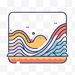 彩色边框波浪图片_波矢量图标与光波与多彩海洋背景
