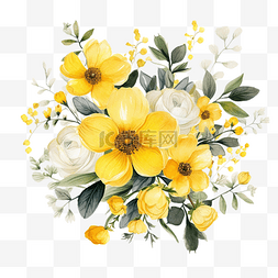 带有黄色花朵的婚礼请柬
