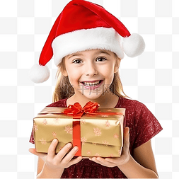 少年先锋队歌图片_戴着圣诞帽拿着存钱罐的微笑小女