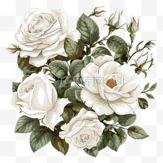 白玫瑰矢量图片素材_白玫瑰