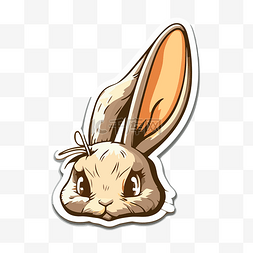 兔子耳朵贴纸图片_兔子头和耳朵剪贴画的平面贴纸 
