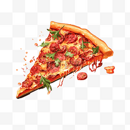 吃货节美味披萨图片_ai 生成披萨片带刀插图