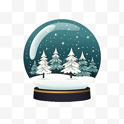 水晶球的雪图片_简约风格的圣诞水晶球插画