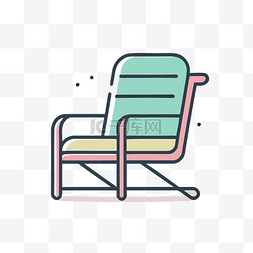 简单草坪图片_彩色躺椅的插图 向量