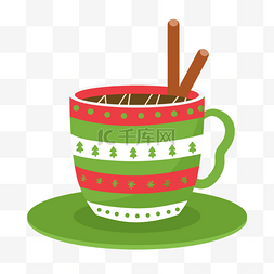 圣诞节图片_绿色节日庆祝咖啡杯
