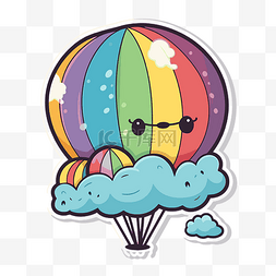 气球与彩虹图片_新的卡通贴纸 向量