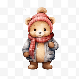 雪图片_穿着冬衣和雪的可爱熊