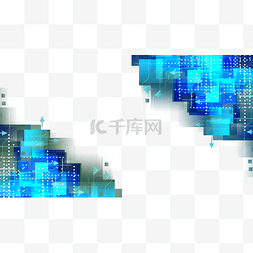 蓝色商务科技线条图片_渐变抽象线条边框光效圆点