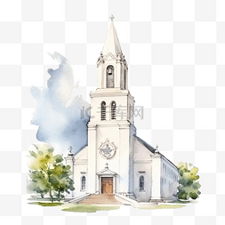 教堂水彩插图