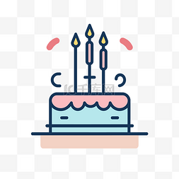 一个生日图片_白色背景上带有三支蜡烛的生日线
