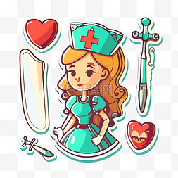 卡通护士女孩图片_卡通护士图标设置卡通女孩剪贴画