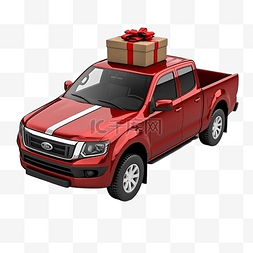 美国的皮卡车图片_红色皮卡车上的盒子包 3d 插图