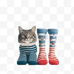 脚上穿着温暖的冬袜和猫拖鞋，站