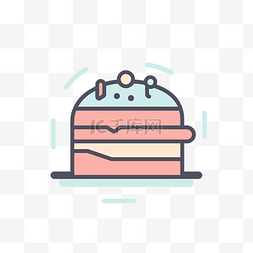条纹蛋糕图标线条风格插图 向量