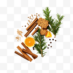 圣诞食物图片_圣诞食物与冷杉树枝