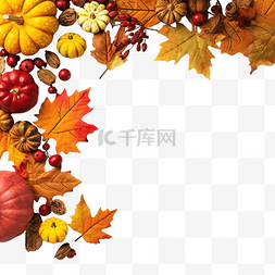 带有感恩节标志和叶子的顶视图安