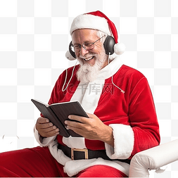 老人听音乐图片_圣诞老人在客厅里听圣诞音乐