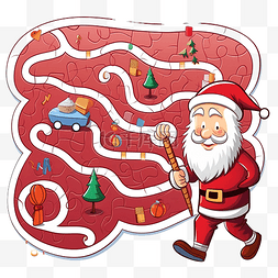 做迷藏的游戏图片_卡通圣诞老人与一袋礼物和男孩的