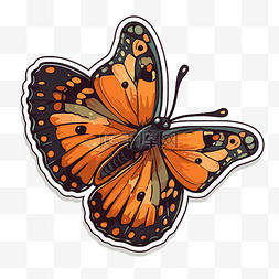 精美蝴蝶兰图片_带有黑点的橙色蝴蝶的贴纸剪贴画