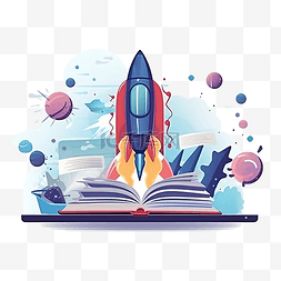 火箭发射与书籍在线教育插图登陆