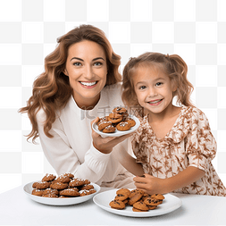 国画小庭图片_白人小女孩和母亲一起吃美味的圣