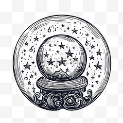 神秘现象图片_手绘神秘水晶球与星星魔法球魔法